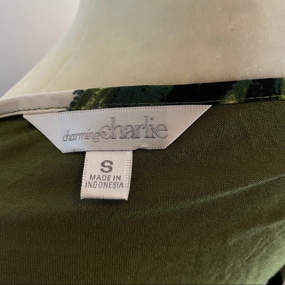 Charming Charlie Semi Sheer Green Floral Shirt - Picture 6 of 7